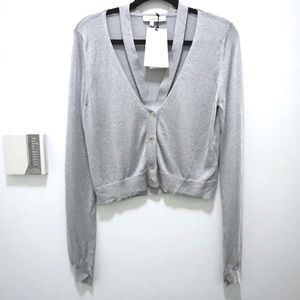 Dorothee Schumacher Womens Silver Gray Cardigan Cutout Bergdorf Goodman 2 NWT